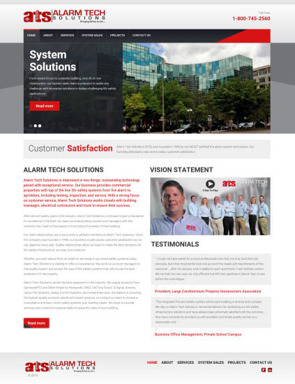 Alarm Tech Solutions website screenshot