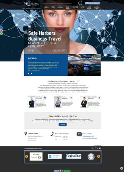 Safe Harbors Business Travel website screenshot