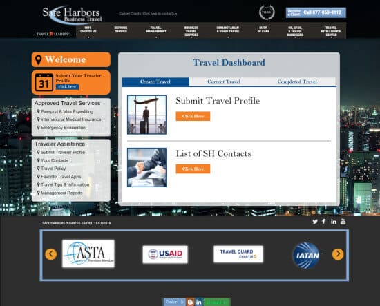Travel dashboard screenshot
