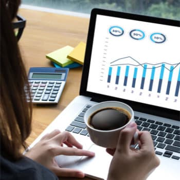 woman reviewing a chart on her laptop