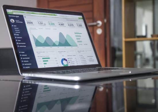 laptop screen with data